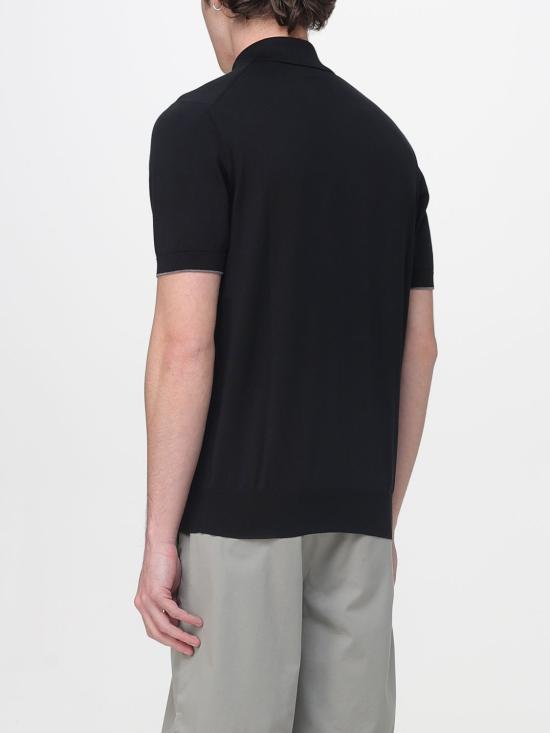 26SS 브루넬로 쿠치넬리 로고 경량 코튼 니트 폴로 셔츠 M29800195 CH101 Black - BRUNELLO CUCINELLI