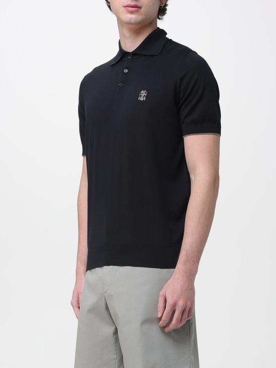 26SS 브루넬로 쿠치넬리 로고 경량 코튼 니트 폴로 셔츠 M29800195 CH101 Black - BRUNELLO CUCINELLI