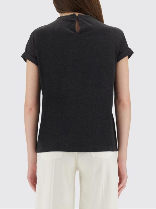 25FW 브루넬로 쿠치넬리 콘트라스트 트림 코튼 티셔츠 M0T18BD200 C055 Charcoal - BRUNELLO CUCINELLI