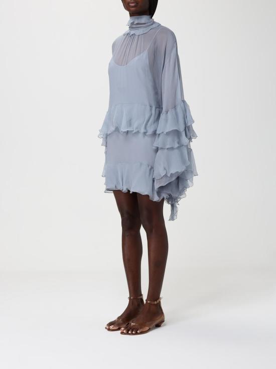 26SS 끌로에 롱 원피스 CH26SRO52001 011 Gnawed Blue - CHLOE