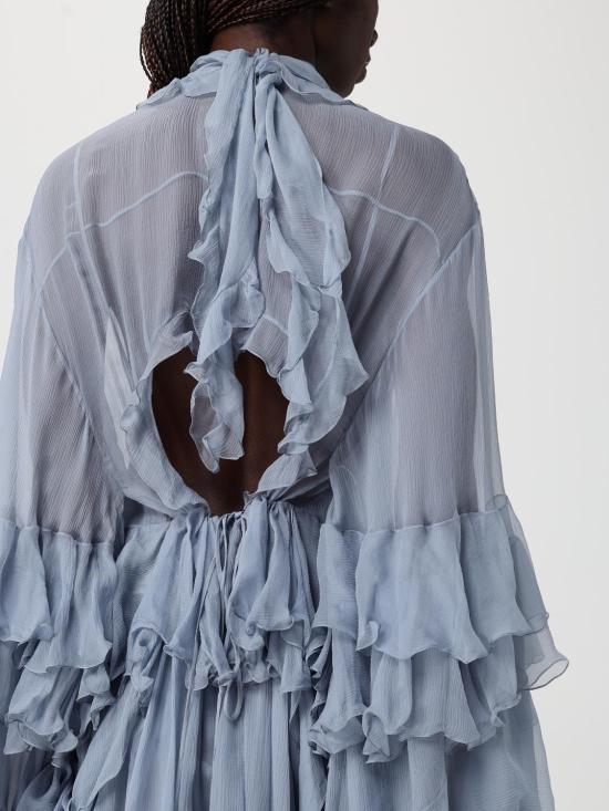 26SS 끌로에 롱 원피스 CH26SRO52001 011 Gnawed Blue - CHLOE