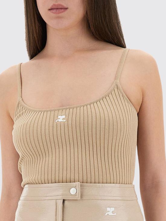 25FW 쿠레쥬 반팔 티셔츠 PERMDE012FI0001 1054 Beige - COURREGES