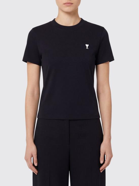 26SS 아미 스몰 하트 로고 코튼 크롭 티셔츠 FTS347724 045 Black