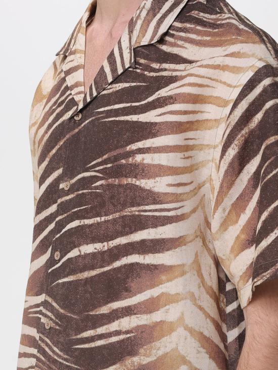 26SS 저스트까발리 반팔 셔츠 80OALF02CNF06 R83 Beige - JUST CAVALLI