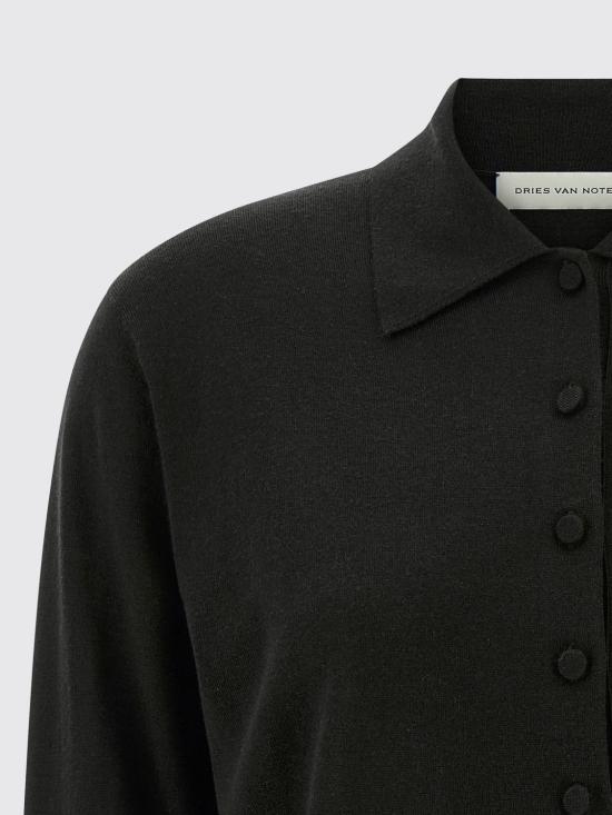 25FW 드리스 반 노튼 폴로 티셔츠 0112032700 900 Black - DRIES VAN NOTEN