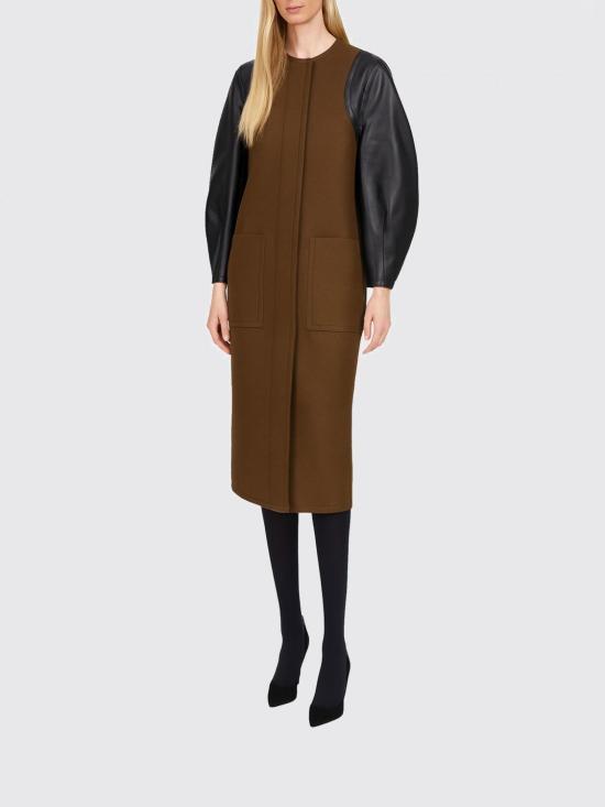 25FW 펜디 울 가죽 코트 FF6150AJ0K F1T6G Green - FENDI