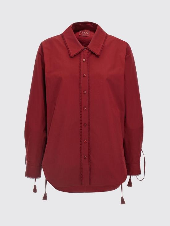 25FW 구찌 면 포플린 셔츠 830353Z7ADR 6052 Red