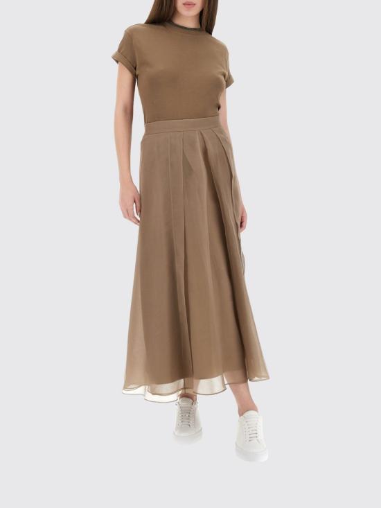 25FW 브루넬로 쿠치넬리 롱 스커트 MF940G3875 C8909 Beige - BRUNELLO CUCINELLI