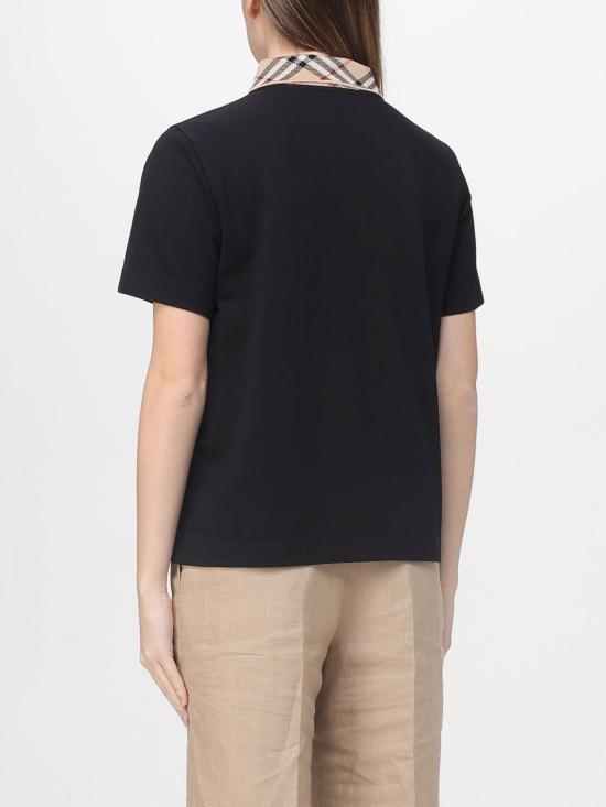 26SS 버버리 체크 칼라 코튼 폴로셔츠 8119392 Black - BURBERRY