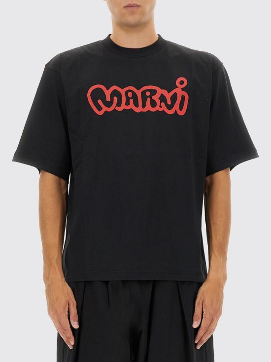 25FW 마르니 반팔 티셔츠 HUMU0223WPUSCY53 LON99 Black