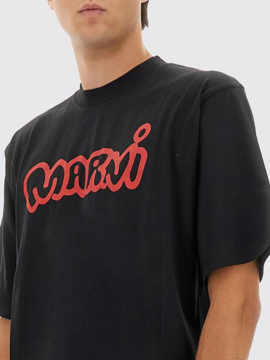 25FW 마르니 반팔 티셔츠 HUMU0223WPUSCY53 LON99 Black - MARNI