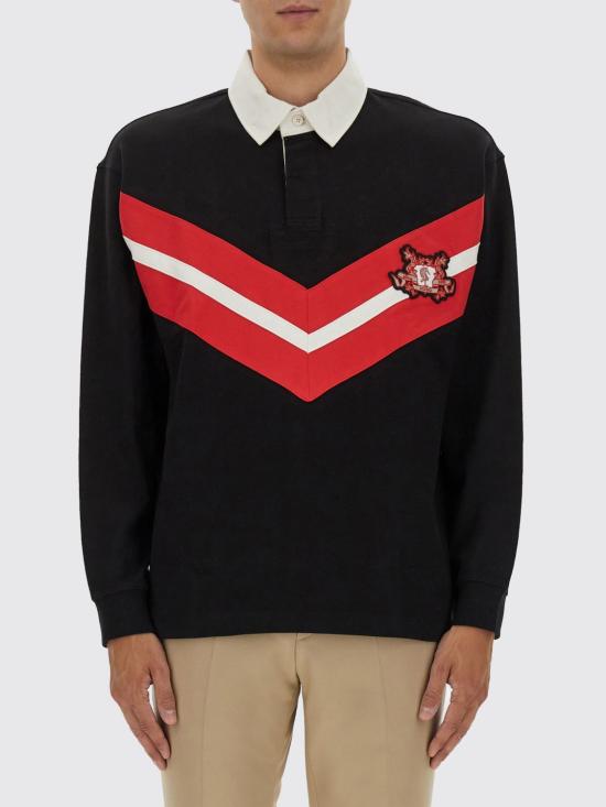 25FW 휴고보스 오버핏 럭비 스타일 긴팔 폴로셔츠 50542958 001 Black