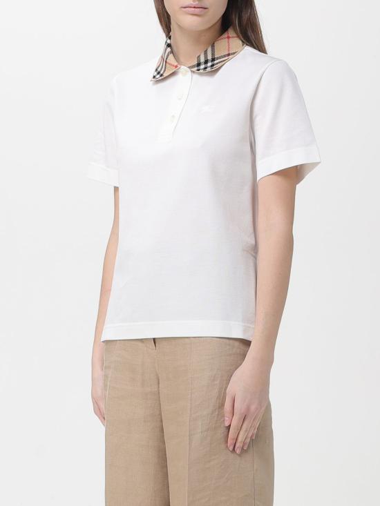 26SS 버버리 체크 칼라 코튼 폴로 셔츠 8118958 White - BURBERRY