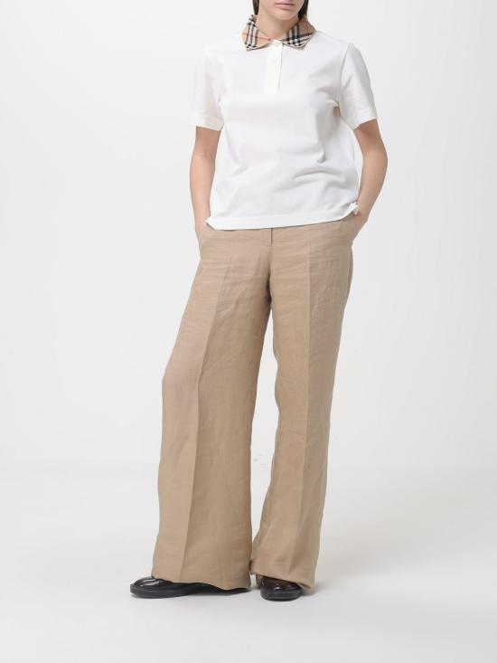 26SS 버버리 체크 칼라 코튼 폴로 셔츠 8118958 White - BURBERRY