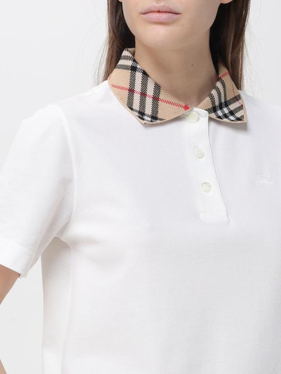 26SS 버버리 체크 칼라 코튼 폴로 셔츠 8118958 White - BURBERRY