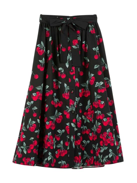 26SS 트윈셋 미디 스커트 261TT2594 S2183513502 Cherries degrad black red - TWINSET