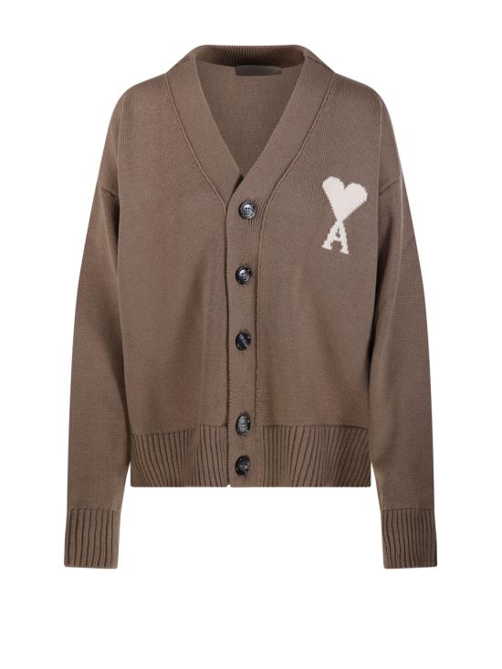 26SS 아미 울 드 하트 가디건 UKC380 KN0156 A117 BEIGE TAUPE ECRU