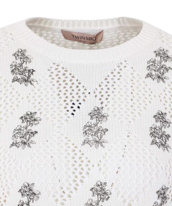  트윈셋 반팔 티셔츠 자수 티셔츠 화이트 - TWINSET