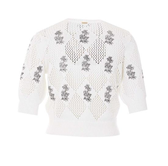  트윈셋 반팔 티셔츠 자수 티셔츠 화이트 - TWINSET