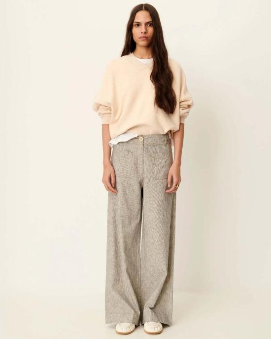  세선 스트레이트 팬츠 세순 만하티 와이드 팬츠 화이트/블랙 - SESSUN