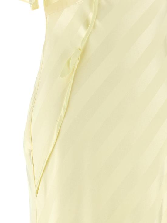  셀프 포트레이트 롱 원피스 새틴 스트라이프 롱 드레스 옐로우 - SELF PORTRAIT