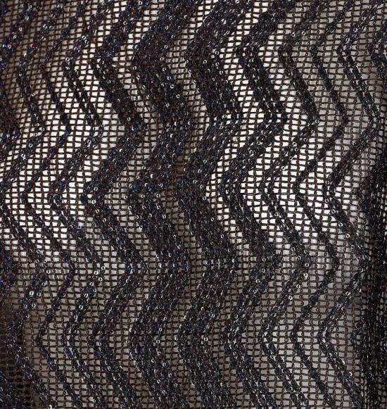  미소니 블라우스 미쏘니 지그재그 메시 스팽글 와이드 슬리브 탑 브라운 - MISSONI