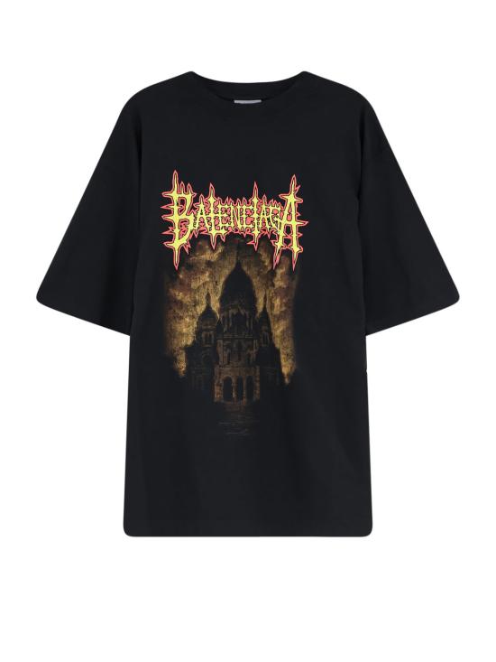  발렌시아가 반팔 티셔츠 코튼 티셔츠 블랙