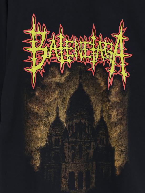  발렌시아가 반팔 티셔츠 코튼 티셔츠 블랙 - BALENCIAGA