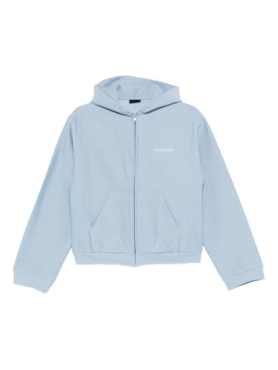  발렌시아가 스웨터 블랙 코튼 후드티 클리어 블루