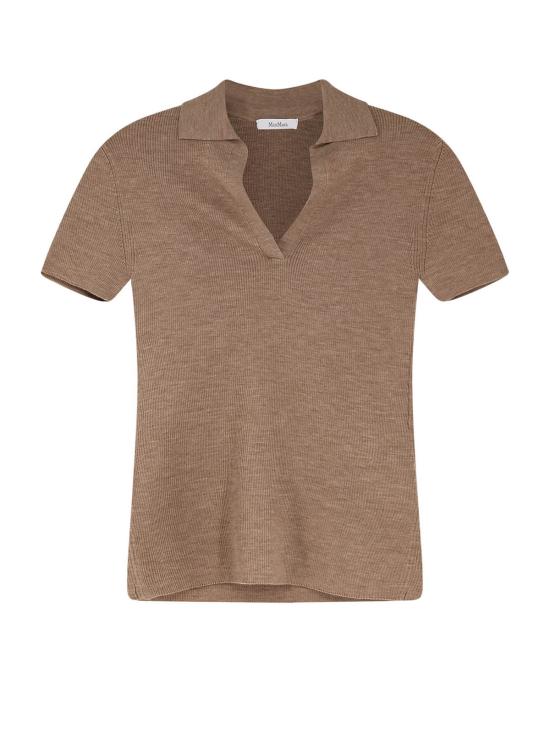  막스마라 반팔 티셔츠 Max Mara Albero 버진 울 폴로 셔츠 Oro Beige Marrone