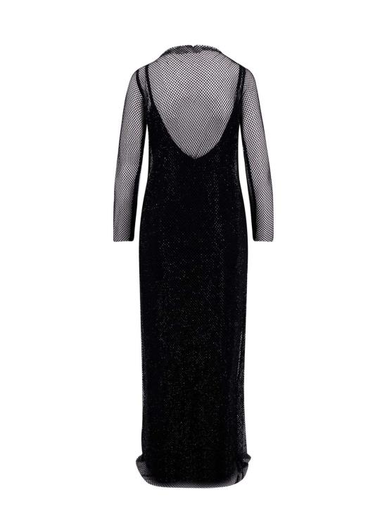  막스마라 롱 원피스 막스 마라 크리스털 자수 메시 드레스 블랙 - MAX MARA