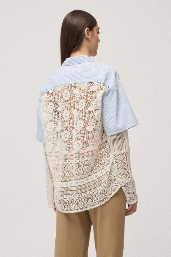  오또다메 탑 오토다메 스트라이프 셔츠 마크라메 셔츠 - OTTOD'AME