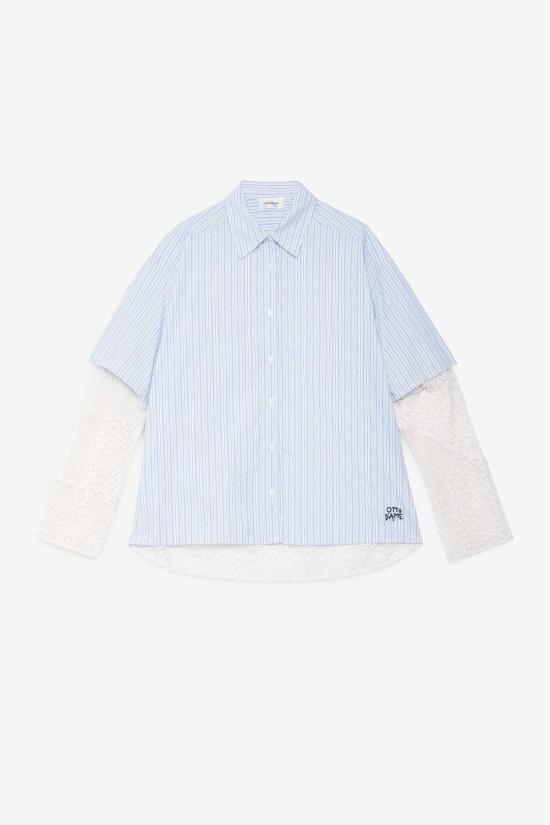  오또다메 탑 오토다메 스트라이프 셔츠 마크라메 셔츠 - OTTOD'AME