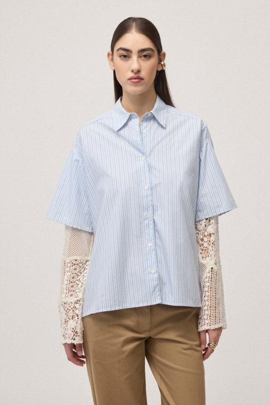  오또다메 탑 오토다메 스트라이프 셔츠 마크라메 셔츠