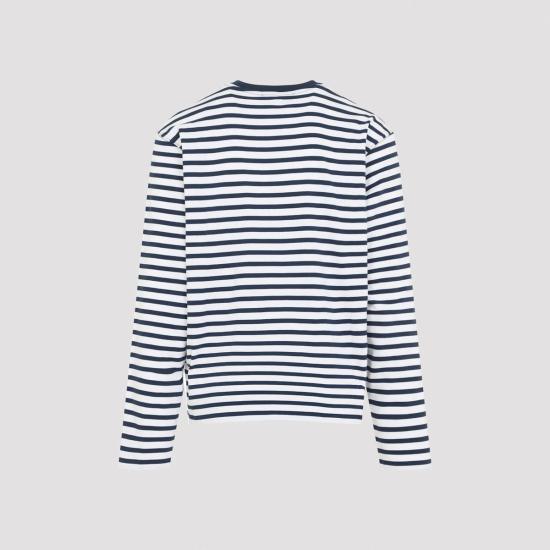  아미 긴팔 티셔츠 Ami Alexandre Mattiussi Mariniere 티셔츠 Encre Blanc - AMI