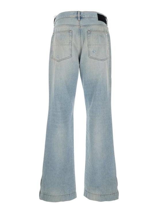  아미리 데님 팬츠 라이트 블루 플레어 진 (찢어진 디테일 포함) - AMIRI