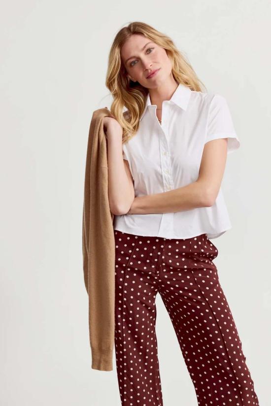  더 셔츠 블라우스 박시한 반팔 크롭 셔츠