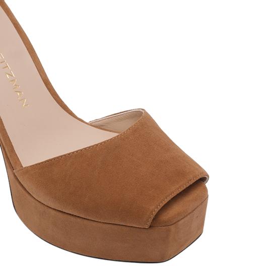 26SS 스튜어트 와이츠먼 힐/펌프스 SN123 SABRINA ANKLE STRAP PLATFORM SUEQPI Brown - STUART WEITZMAN