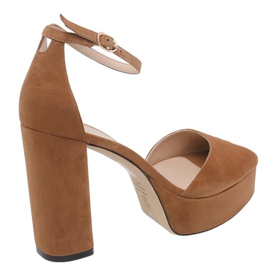 26SS 스튜어트 와이츠먼 힐/펌프스 SN123 SABRINA ANKLE STRAP PLATFORM SUEQPI Brown - STUART WEITZMAN