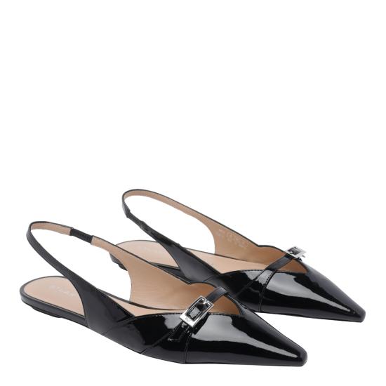 26SS 스튜어트 와이츠먼 플랫 슈즈 SM975 GEORGIE SLINBACK PATBLK Black - STUART WEITZMAN