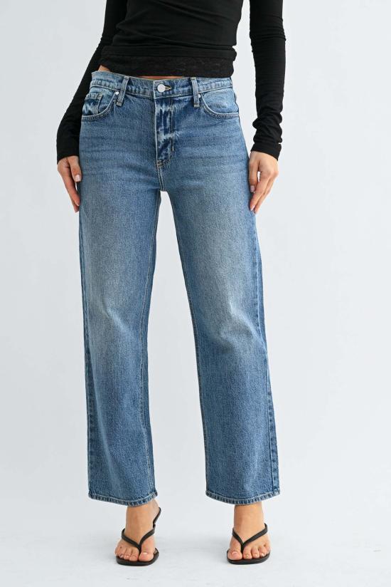  저스트 블랙 데님 데님 팬츠 클래식 스트레이트 레그 진 - JUST BLACK DENIM