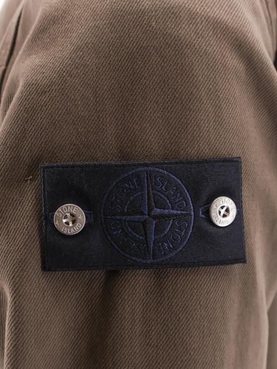  스톤 아일랜드 자켓 오버셔츠 코튼 재킷 베이지 - STONE ISLAND