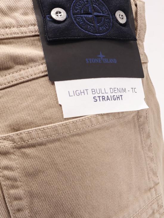  스톤 아일랜드 데님 팬츠 , 뒷면에 로고 패치, 데저트 컬러 - STONE ISLAND