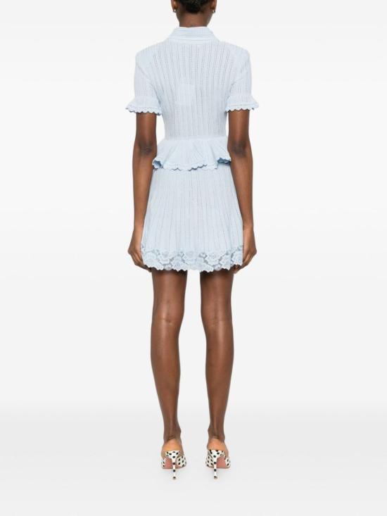  셀프 포트레이트 숏 원피스 페플럼 미니 드레스 클리어 블루 - SELF PORTRAIT