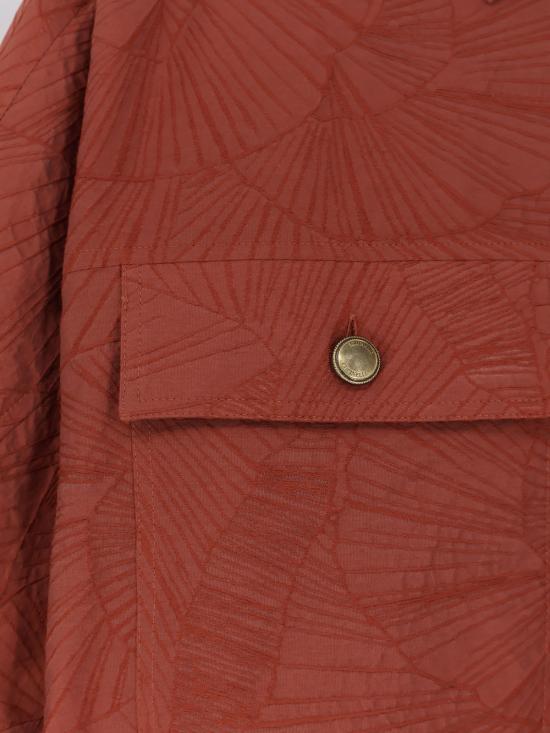  브루넬로 쿠치넬리 탑 코튼 블렌드 셔츠 (자수 장식) 오렌지플레임 - BRUNELLO CUCINELLI