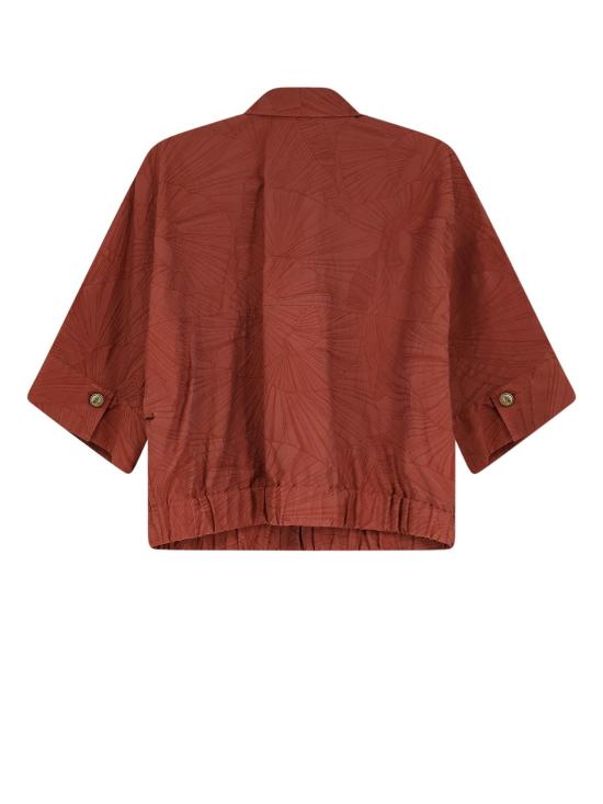  브루넬로 쿠치넬리 탑 코튼 블렌드 셔츠 (자수 장식) 오렌지플레임 - BRUNELLO CUCINELLI