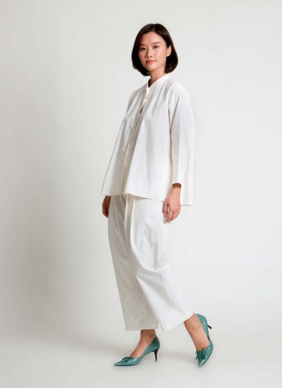  KAAREM 탑 카렘 통곡물 버튼업 셔츠 화이트 린넨 - OTHER BRANDS