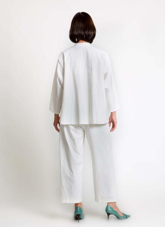  KAAREM 탑 카렘 통곡물 버튼업 셔츠 화이트 린넨 - OTHER BRANDS