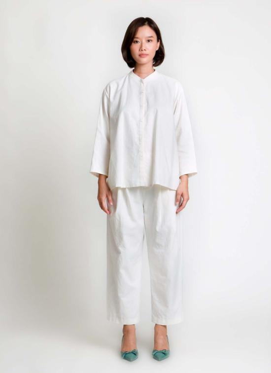  KAAREM 탑 카렘 통곡물 버튼업 셔츠 화이트 린넨 - OTHER BRANDS