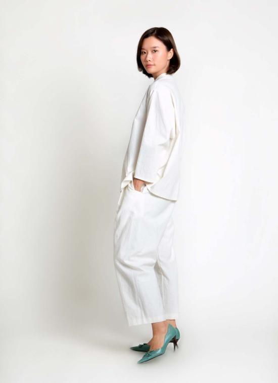  KAAREM 탑 카렘 통곡물 버튼업 셔츠 화이트 린넨 - OTHER BRANDS